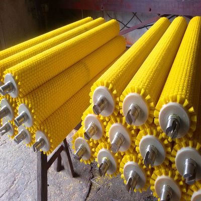 Brush Roller, Corrugated Roller, Yellow Corrugated Wire Brush Shaft, Leaf Washing Machine